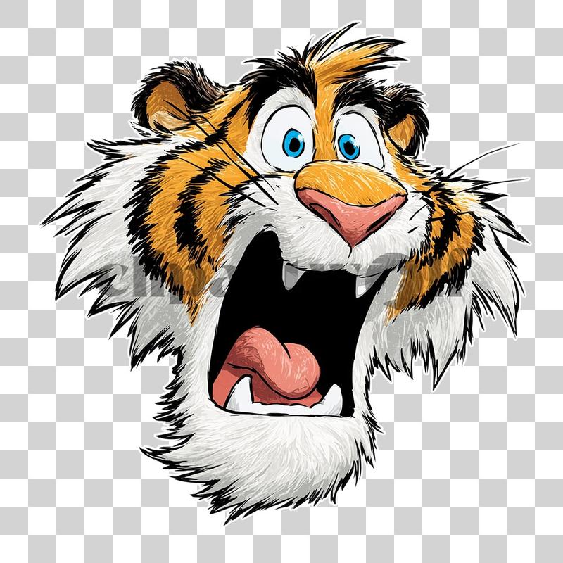 Karikatur, Vektorillustration eines Tigerkopfes mit kräftigen Streifen