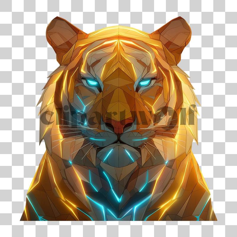 Futuristischer neonleuchtender Cyberpunk-Tigerkopf mit elektrischen Farben