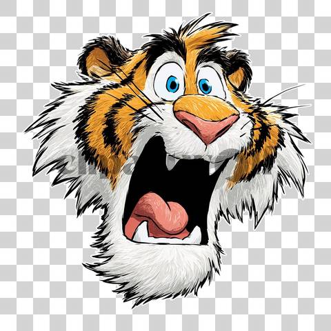 Caricature vector illustration of tiger head with bold stripes